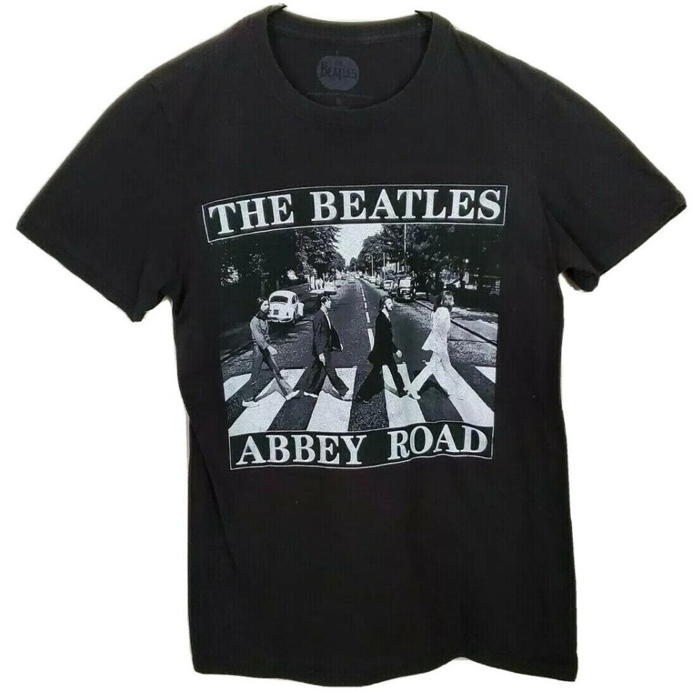 The Beatles T Shirt S Black Abbey Road Cotton Small Hippy Retro #406
